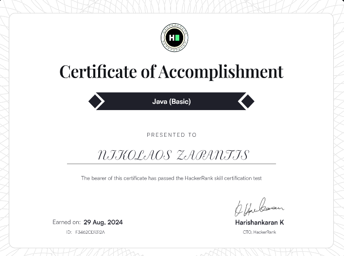 Certificate Java