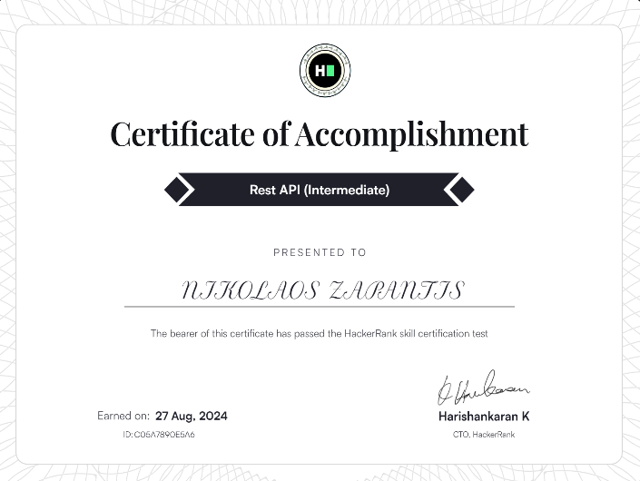 Certificate RESTful