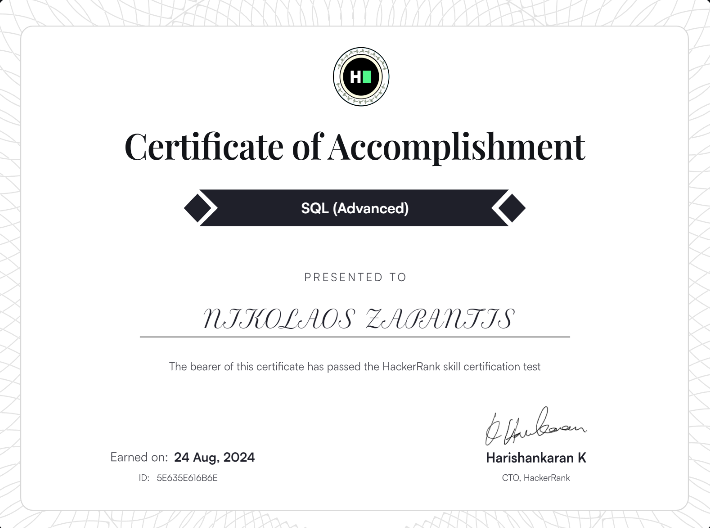 Certificate SQL